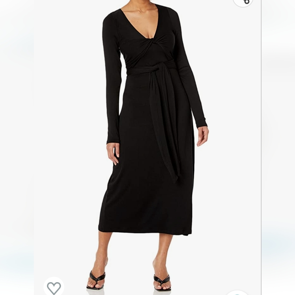 Vince Black Tie Front Knit Midi Dress Size Large